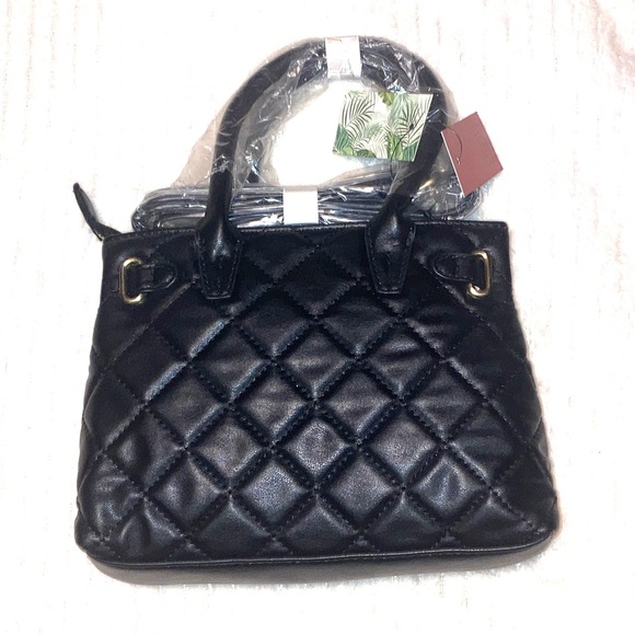 Bagley Mischka Elegant Black Quilted mini Handbag with crossbody NWT - Picture 3 of 5